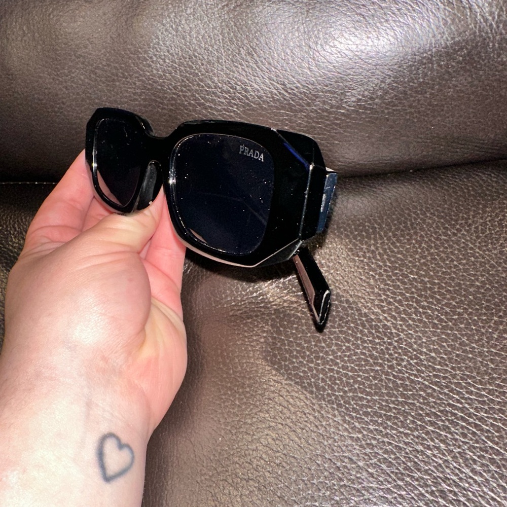 Prada PR 17WS Glossy Black Rectangular Sunglasses - Picture 2 of 6